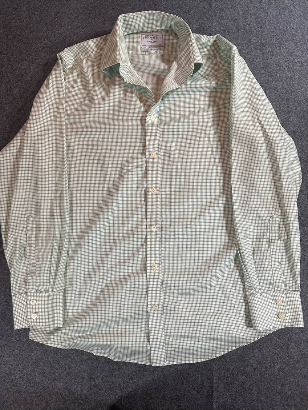 Charles Tyrwhitt Green Micro-Check Dress Shirt